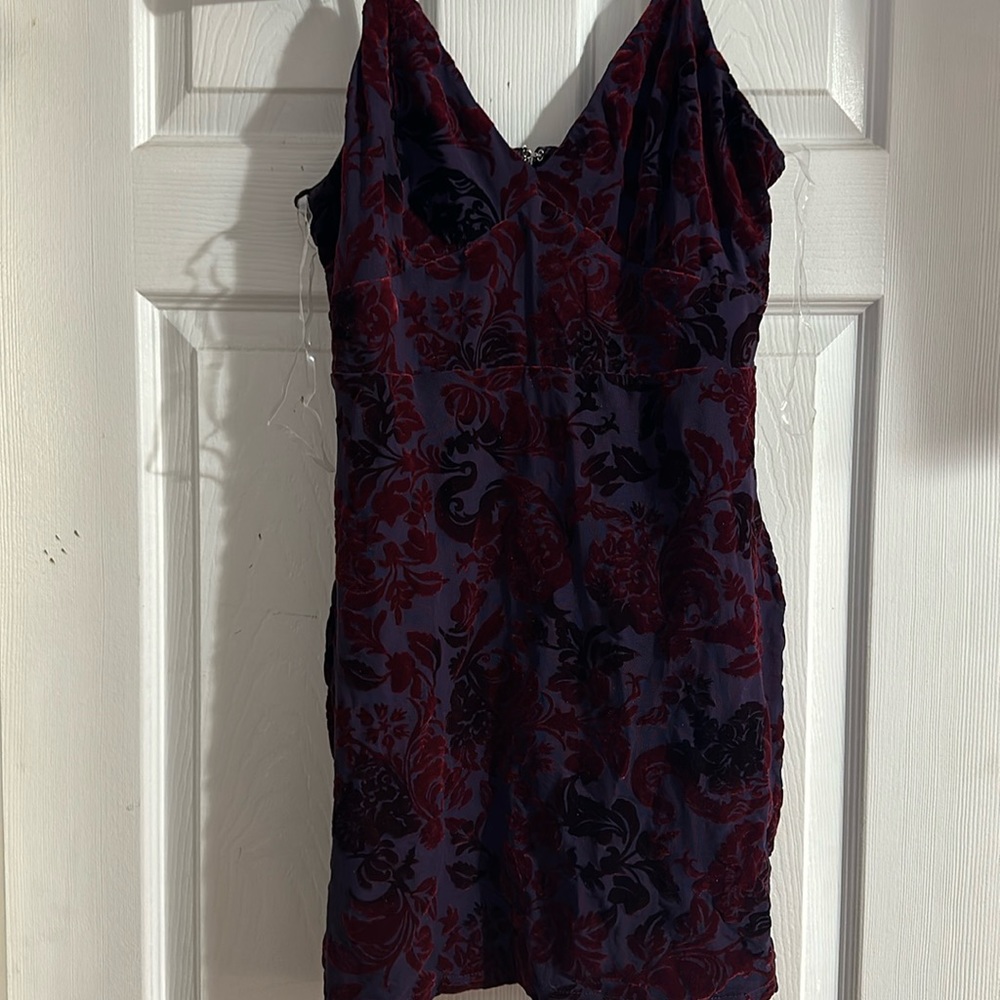 lulus velvet floral mini dress never worn